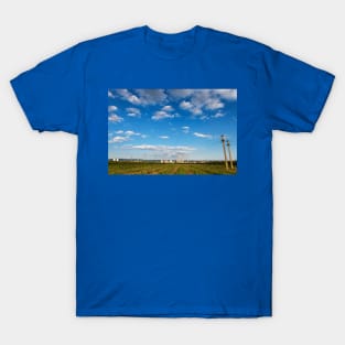 Blue cloudy sky over factory, industrial zone, Romania T-Shirt